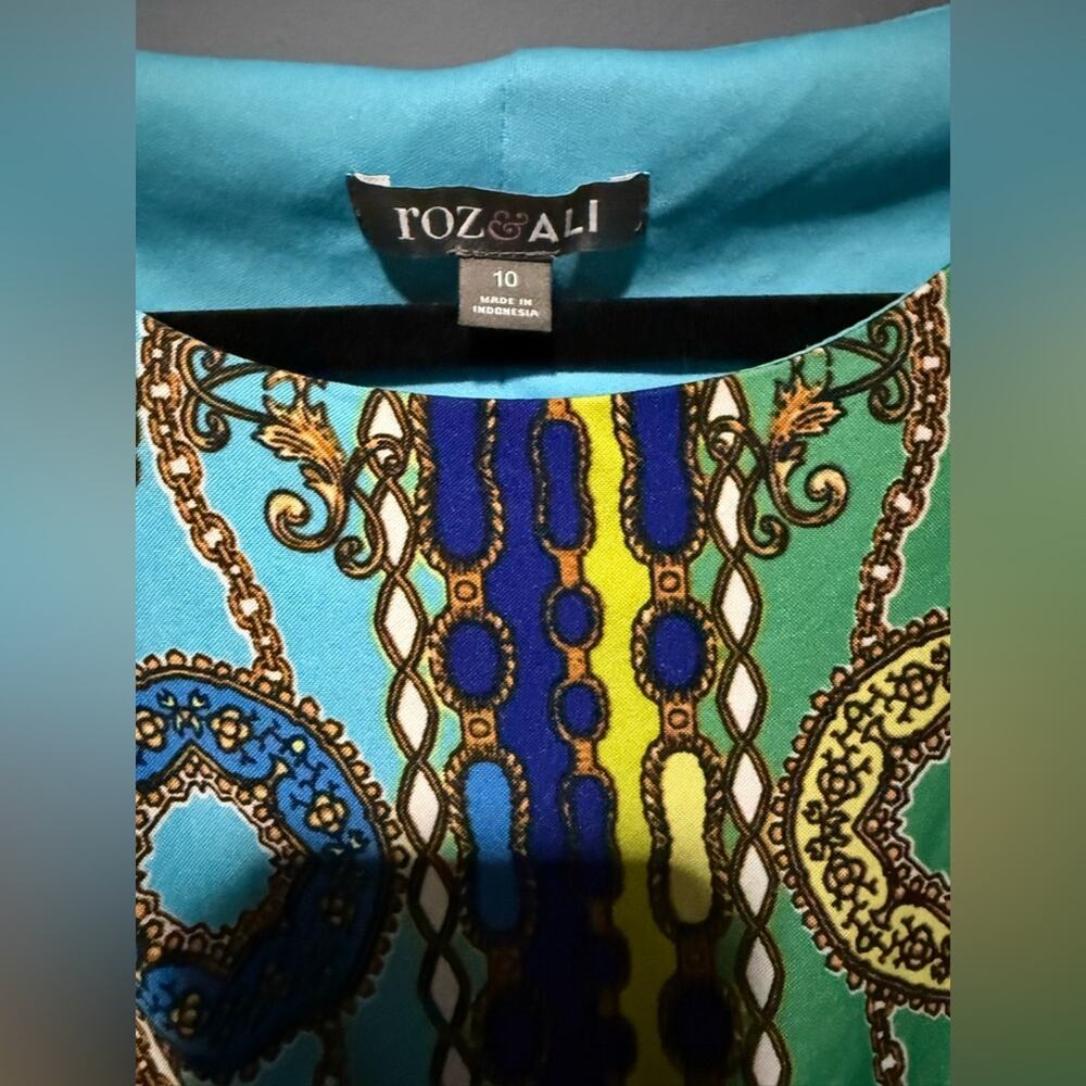 UEC Roz & Ali Yellow and Blue Paisley Patterned Midi Dress size 10 - Picture 2 of 3